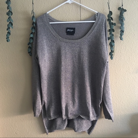 Nasty Gal Tops - Nasty Gal | Oversized Taupe Glitter Sweater